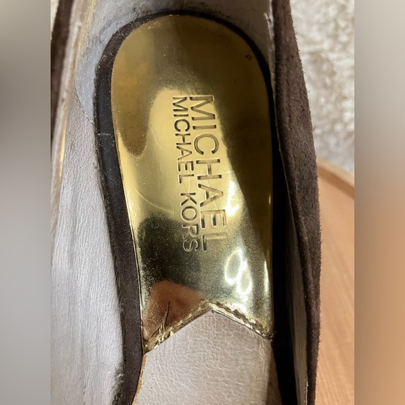 Michael Kors Brown Suede Platform Open Toe Heel Pump Size 6 - Picture 5 of 12
